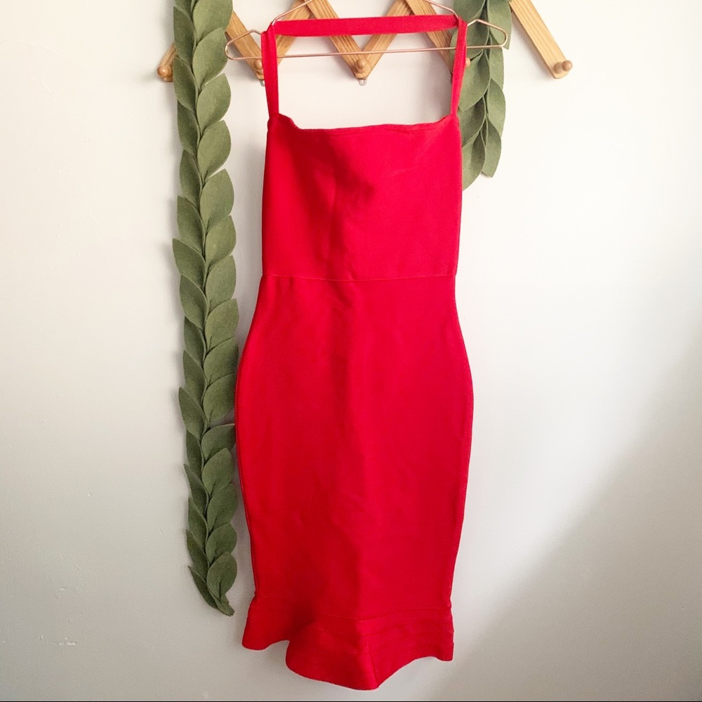 Red Fitted Bodycon Bandage Dress